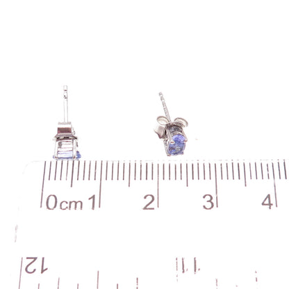 Chuck Clemency 925 Sterling Silver Real Oval-Cut Tanzanite Stud Earrings