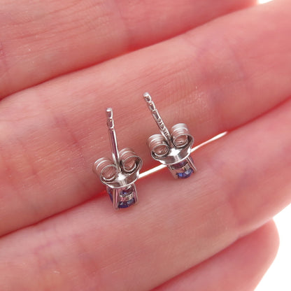 Chuck Clemency 925 Sterling Silver Real Oval-Cut Tanzanite Stud Earrings