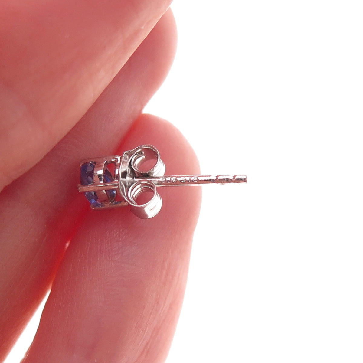 Chuck Clemency 925 Sterling Silver Real Oval-Cut Tanzanite Stud Earrings