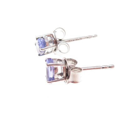 Chuck Clemency 925 Sterling Silver Real Oval-Cut Tanzanite Stud Earrings
