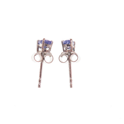 Chuck Clemency 925 Sterling Silver Real Oval-Cut Tanzanite Stud Earrings