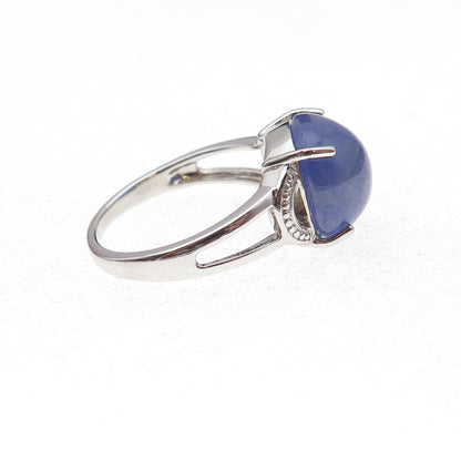 925 Sterling Silver Real Cabochon Tanzanite Ring Size 8