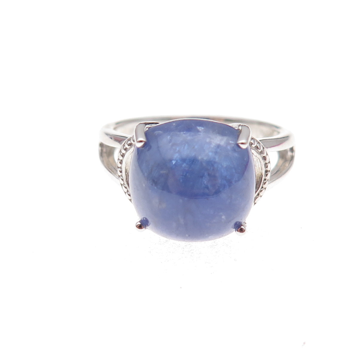925 Sterling Silver Real Cabochon Tanzanite Ring Size 8