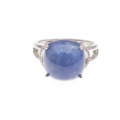 925 Sterling Silver Real Cabochon Tanzanite Ring Size 8