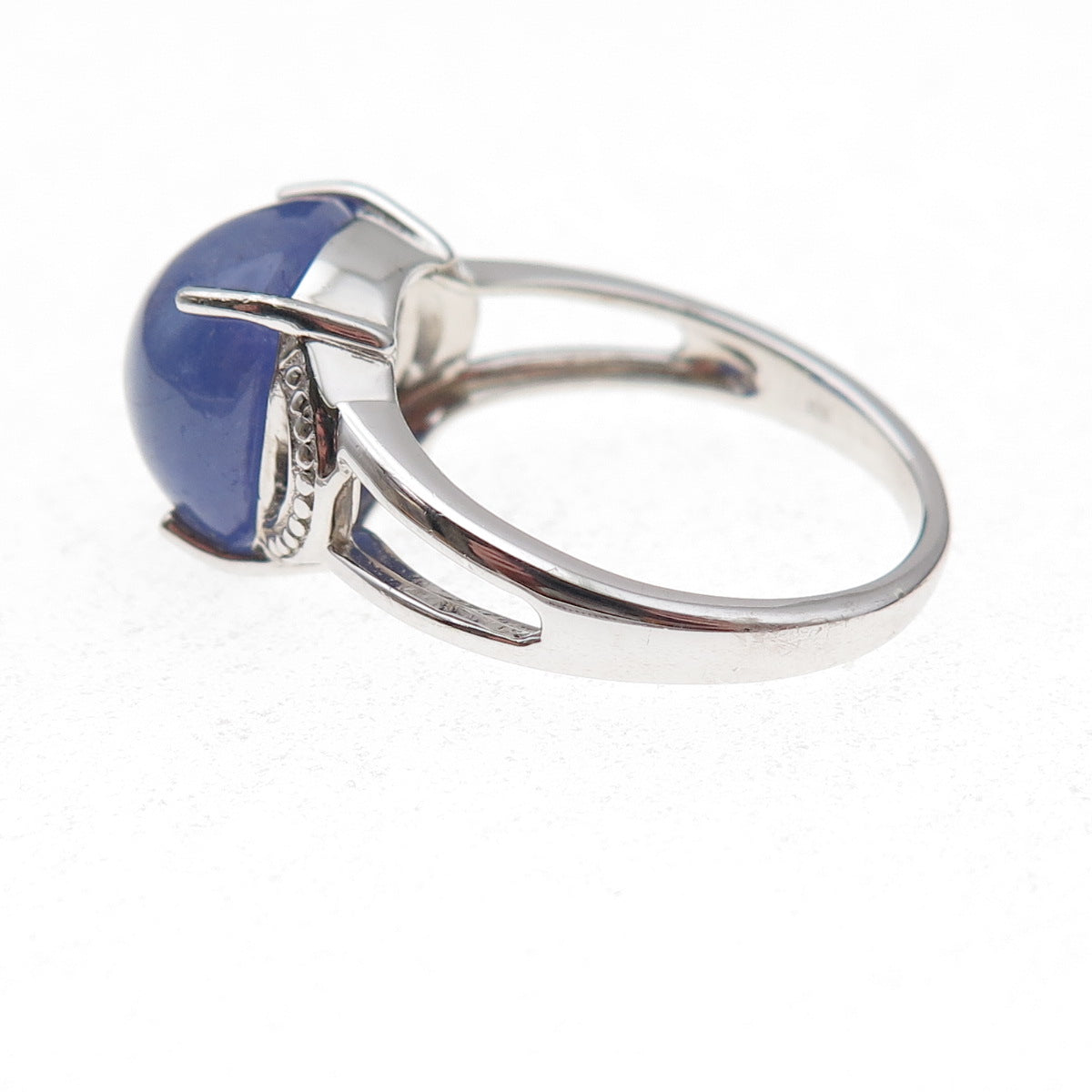 925 Sterling Silver Real Cabochon Tanzanite Ring Size 8