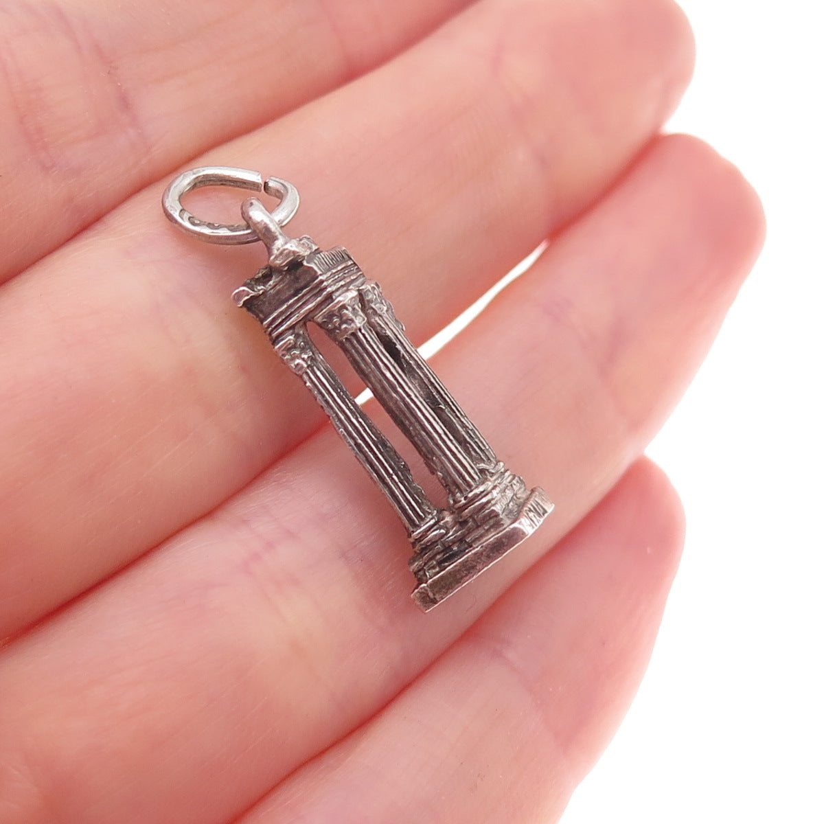 800 Silver Antique Art Deco Temple of Apollo Sosianus Rome 3D Charm Pendant