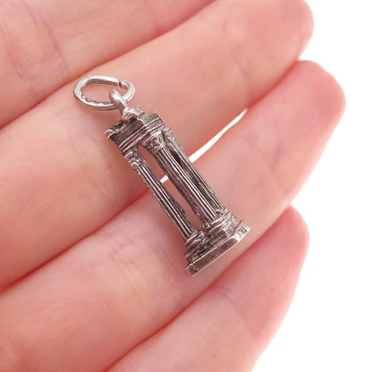 800 Silver Antique Art Deco Temple of Apollo Sosianus Rome 3D Charm Pendant