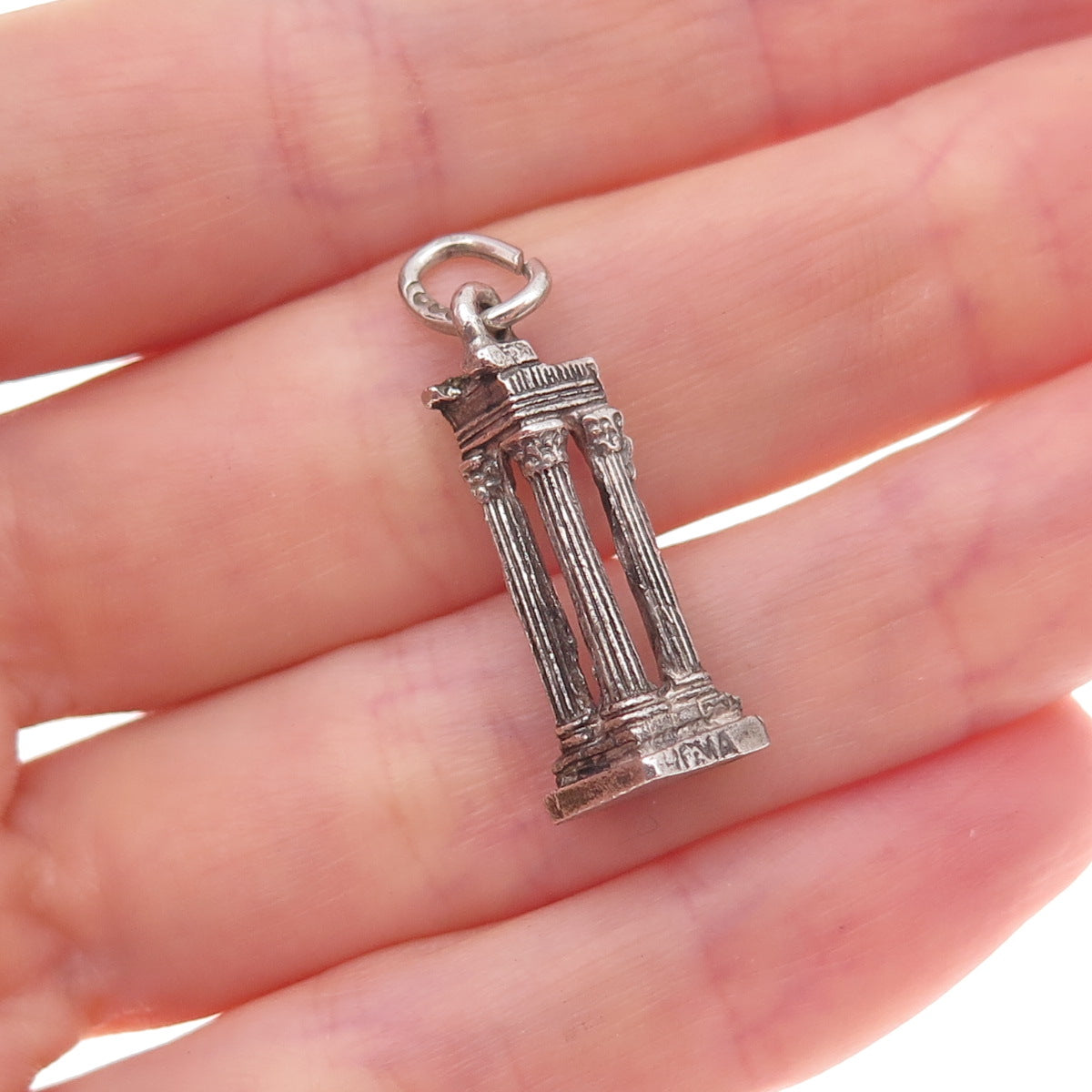 800 Silver Antique Art Deco Temple of Apollo Sosianus Rome 3D Charm Pendant