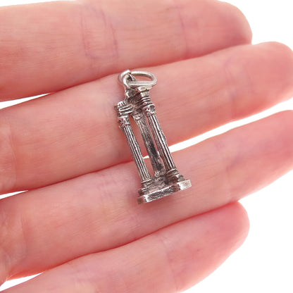 800 Silver Antique Art Deco Temple of Apollo Sosianus Rome 3D Charm Pendant
