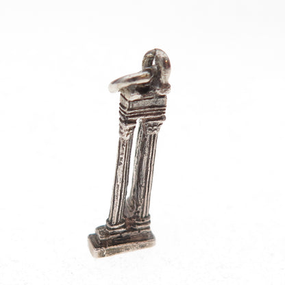 800 Silver Antique Art Deco Temple of Apollo Sosianus Rome 3D Charm Pendant