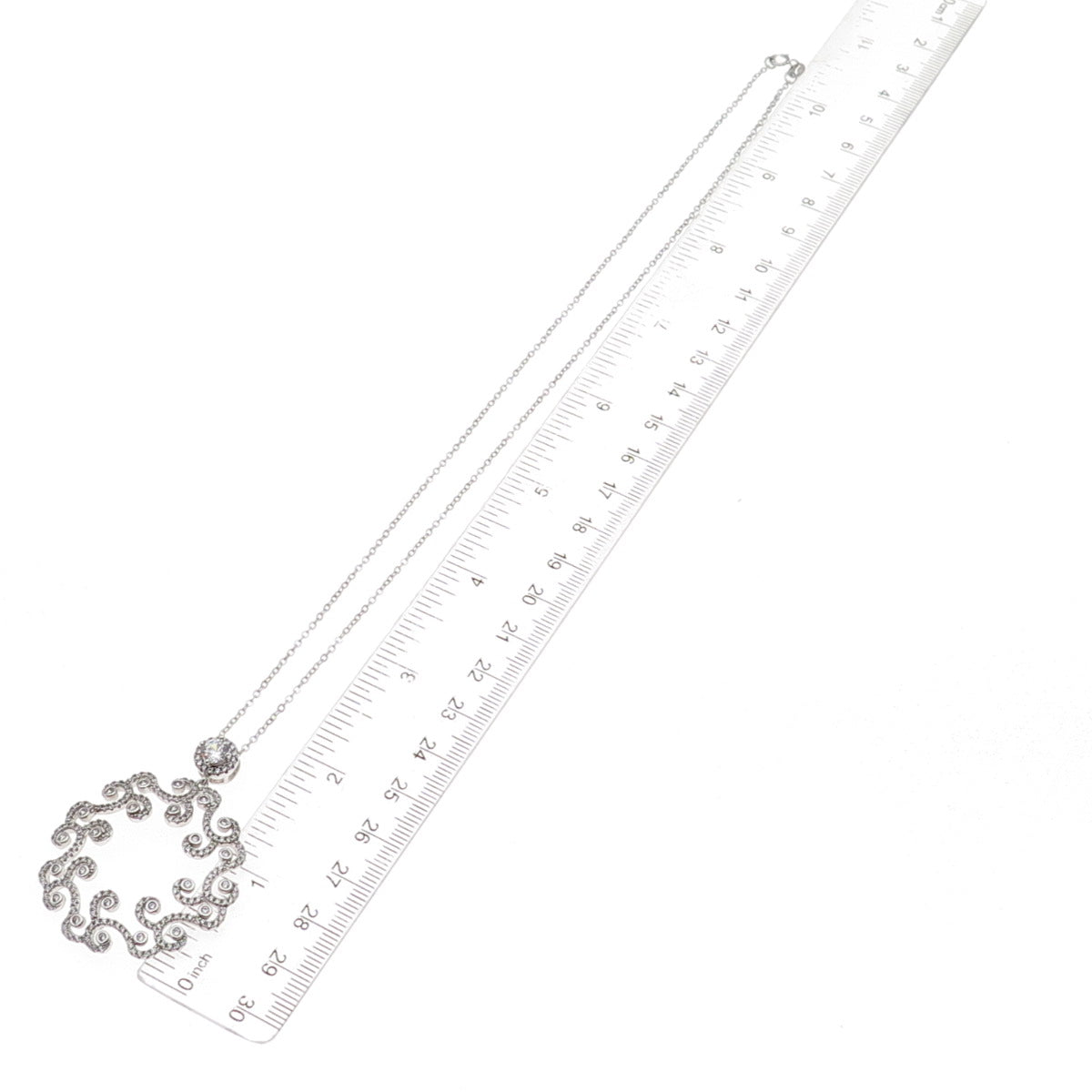 925 Sterling Silver Round-Cut C Z Floral Cable Chain Necklace 18"