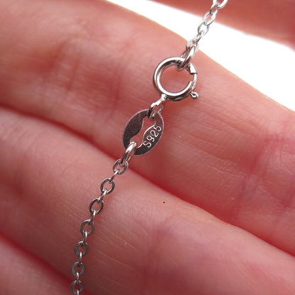 925 Sterling Silver Round-Cut C Z Floral Cable Chain Necklace 18"