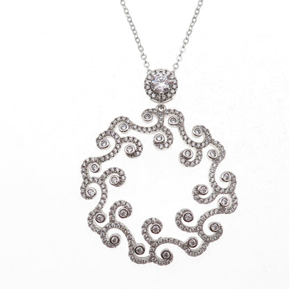 925 Sterling Silver Round-Cut C Z Floral Cable Chain Necklace 18"