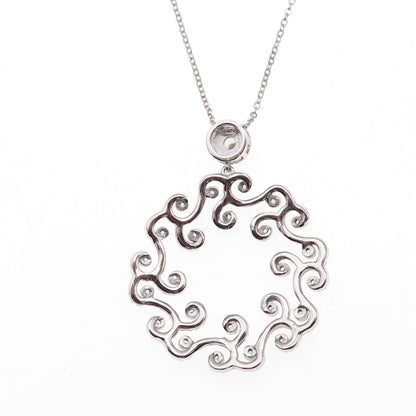 925 Sterling Silver Round-Cut C Z Floral Cable Chain Necklace 18"