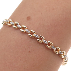 Heng Ngai 925 Sterling Silver Gold Plated Real Diamond Bracelet 7.25"