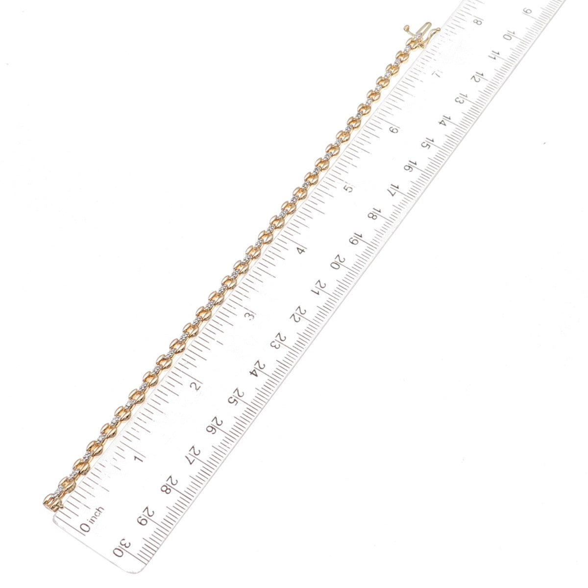 Heng Ngai 925 Sterling Silver Gold Plated Real Diamond Bracelet 7.25"