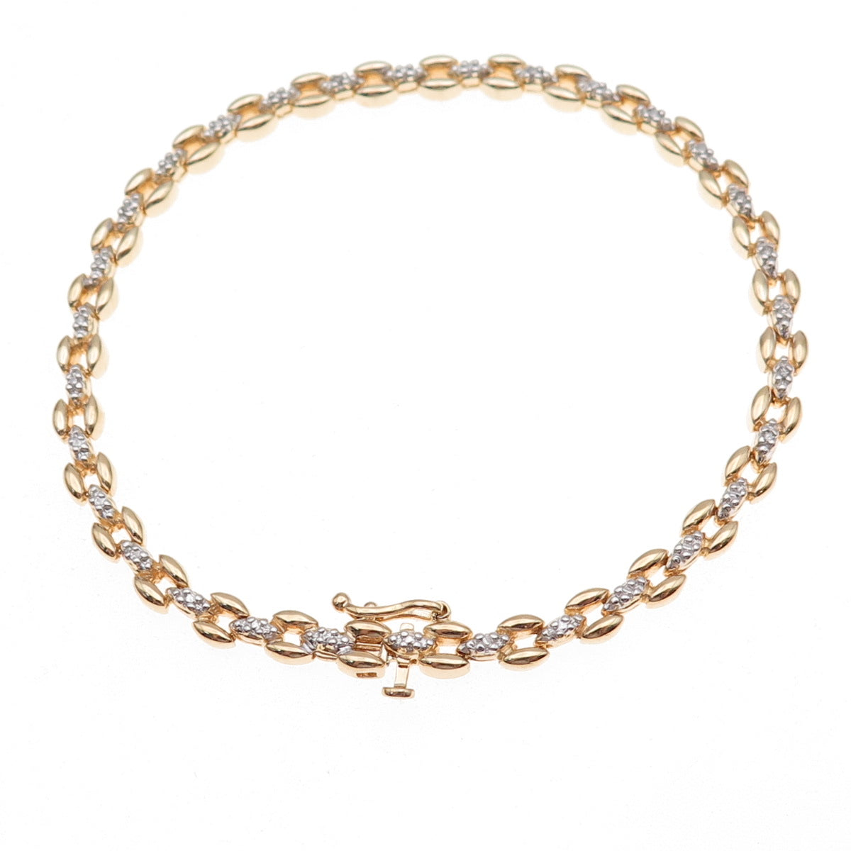 Heng Ngai 925 Sterling Silver Gold Plated Real Diamond Bracelet 7.25"