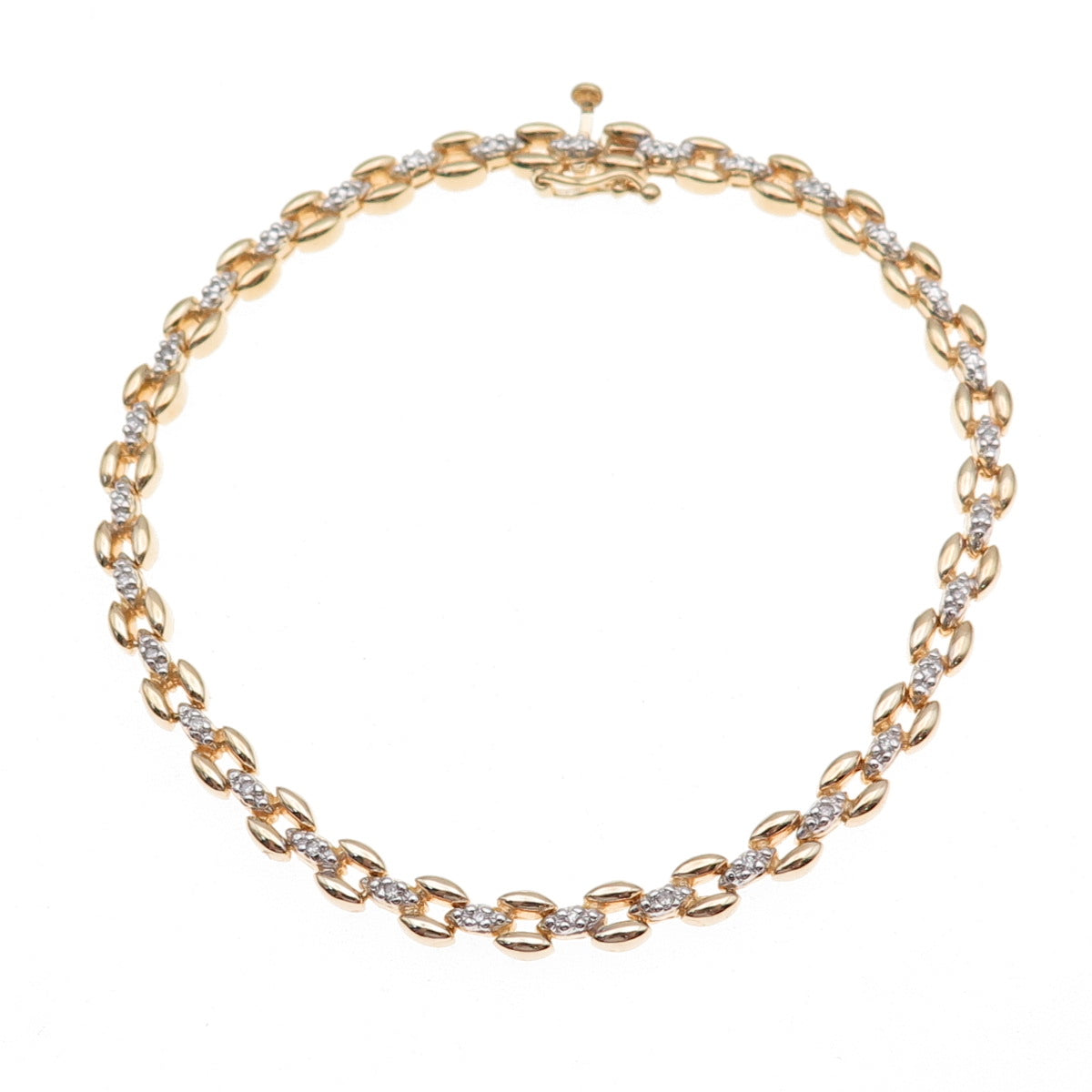 Heng Ngai 925 Sterling Silver Gold Plated Real Diamond Bracelet 7.25"