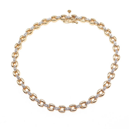 Heng Ngai 925 Sterling Silver Gold Plated Real Diamond Bracelet 7.25"
