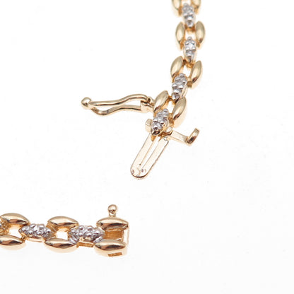 Heng Ngai 925 Sterling Silver Gold Plated Real Diamond Bracelet 7.25"