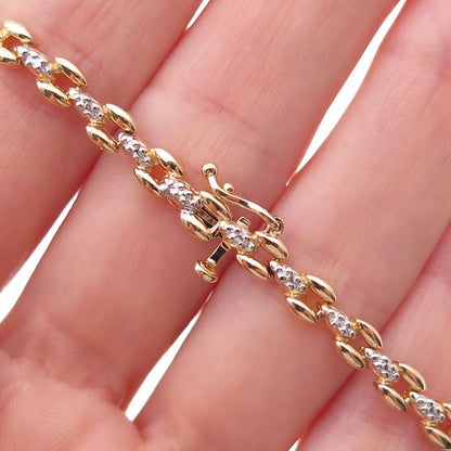 Heng Ngai 925 Sterling Silver Gold Plated Real Diamond Bracelet 7.25"
