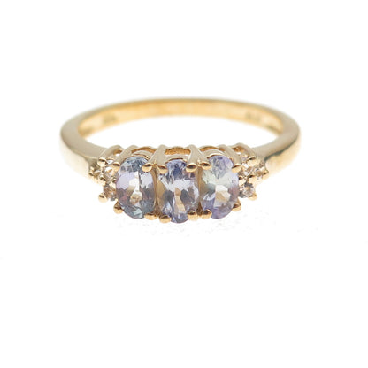 Chuck Clemency 925 Sterling Gold Plated Real Tanzanite & White Topaz Ring Size 8