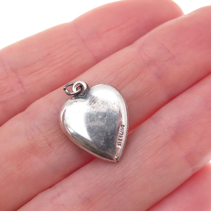 925 Sterling Silver Antique Art Deco Horseshoe Heart Chatelaine Charm Pendant