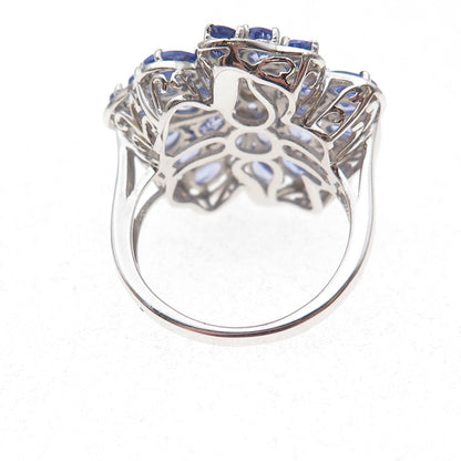 Chuck Clemency 925 Sterling Silver Real Tanzanite Floral Ring Size 8.25