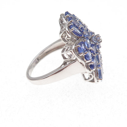 Chuck Clemency 925 Sterling Silver Real Tanzanite Floral Ring Size 8.25