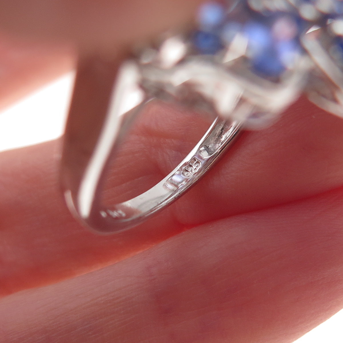 Chuck Clemency 925 Sterling Silver Real Tanzanite Floral Ring Size 8.25