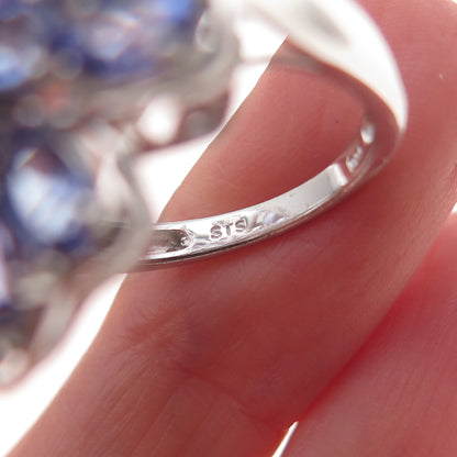 Chuck Clemency 925 Sterling Silver Real Tanzanite Floral Ring Size 8.25
