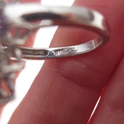 Chuck Clemency 925 Sterling Silver Real Oval & Pear-Cut Tanzanite Ring Size 8.25