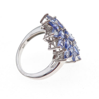 Chuck Clemency 925 Sterling Silver Real Oval & Pear-Cut Tanzanite Ring Size 8.25
