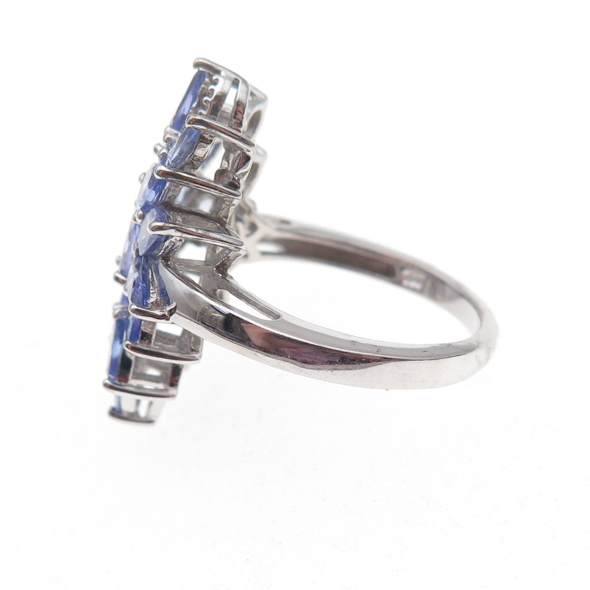 Chuck Clemency 925 Sterling Silver Real Oval & Pear-Cut Tanzanite Ring Size 8.25