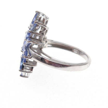 Chuck Clemency 925 Sterling Silver Real Oval & Pear-Cut Tanzanite Ring Size 8.25
