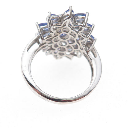 Chuck Clemency 925 Sterling Silver Real Oval & Pear-Cut Tanzanite Ring Size 8.25