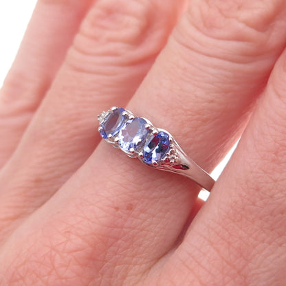 Chuck Clemency 925 Sterling Silver Real Oval-Cut Tanzanite Ring Size 8