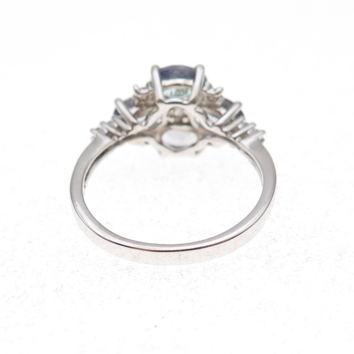 925 Sterling Silver Real Oval & Round-Cut Tanzanite Floral Ring Size 8.25