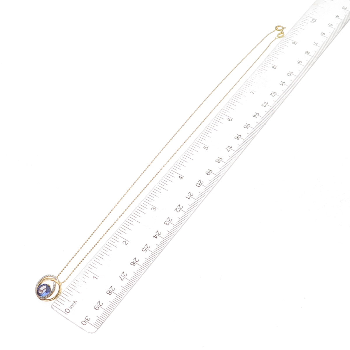 Heng Ngai 925 Sterling Silver Gold Plated Real Diamond & Tanzanite Necklace 18"