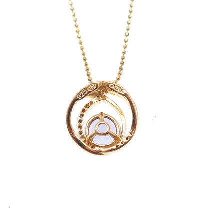Heng Ngai 925 Sterling Silver Gold Plated Real Diamond & Tanzanite Necklace 18"