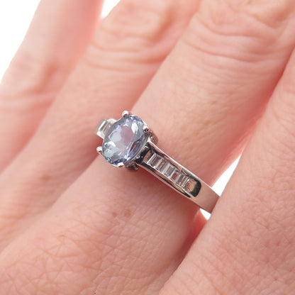 Chuck Clemency 925 Sterling Silver Real Iolite & White Topaz Ring Size 8.25