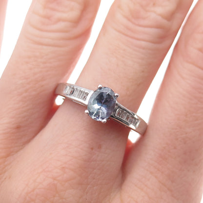 Chuck Clemency 925 Sterling Silver Real Iolite & White Topaz Ring Size 8.25