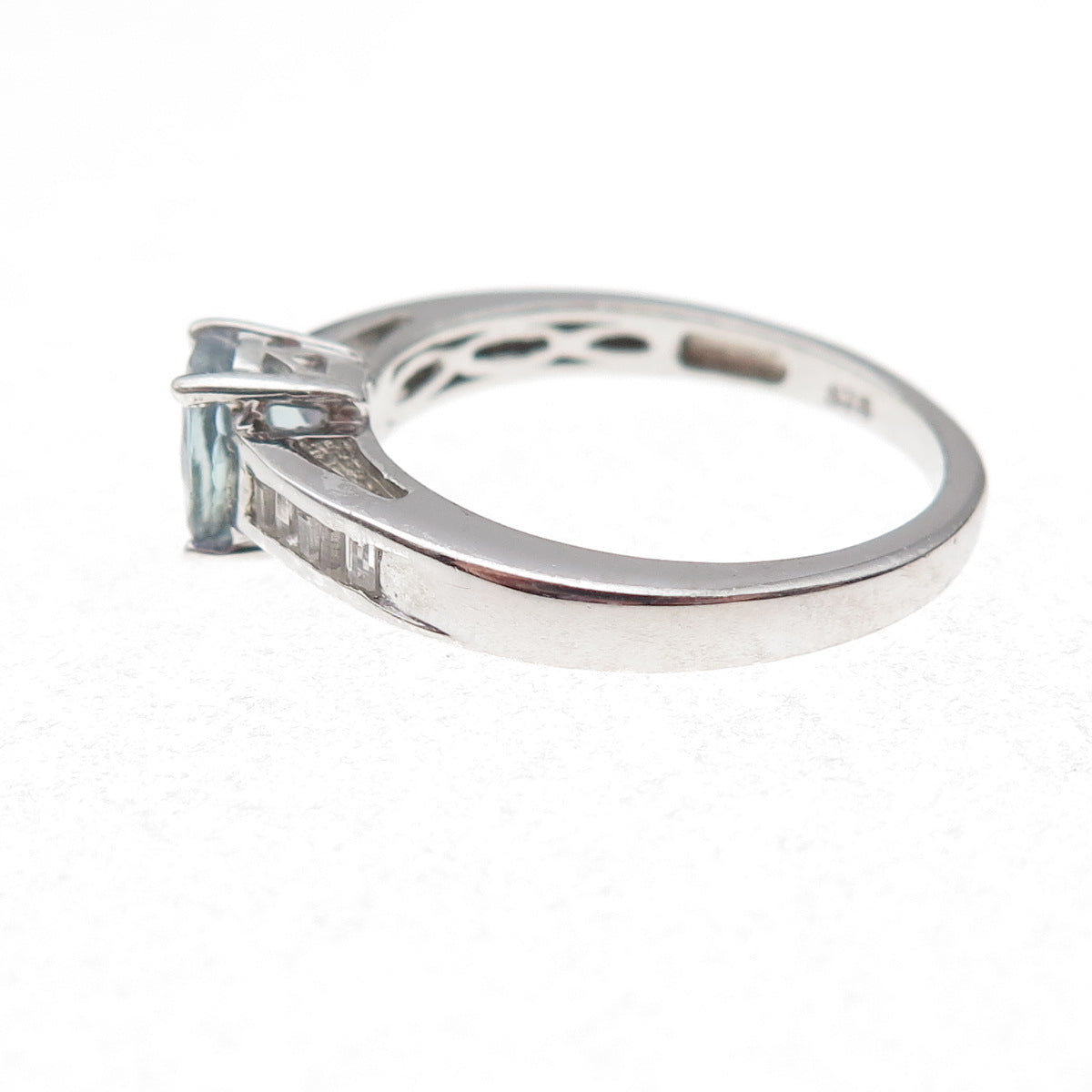 Chuck Clemency 925 Sterling Silver Real Iolite & White Topaz Ring Size 8.25