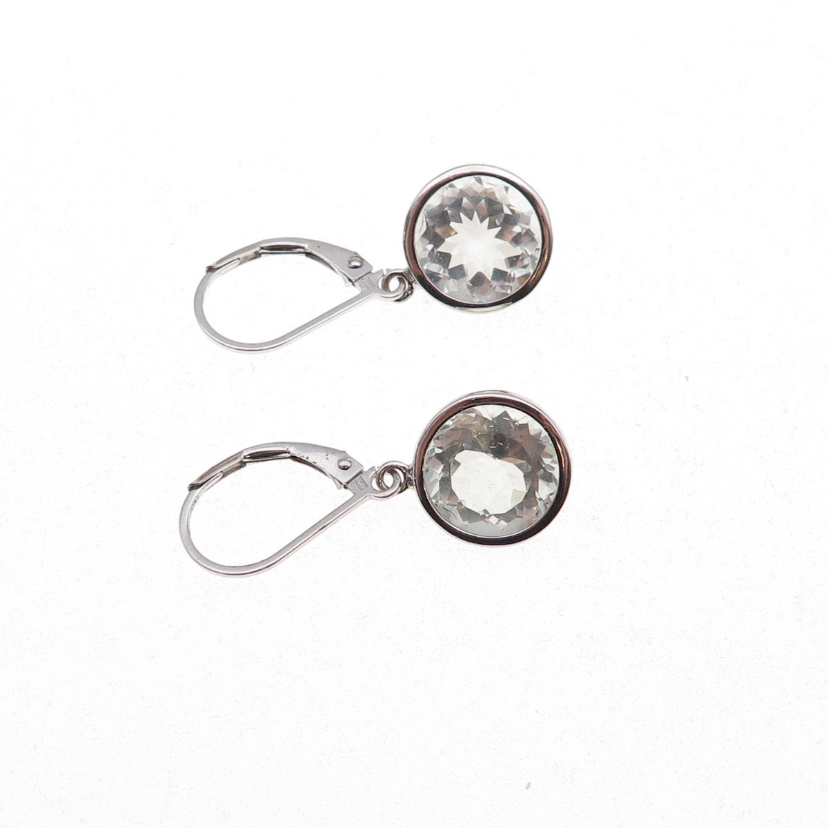 925 Sterling Silver Real Round-Cut Green Amethyst Dangle Earrings