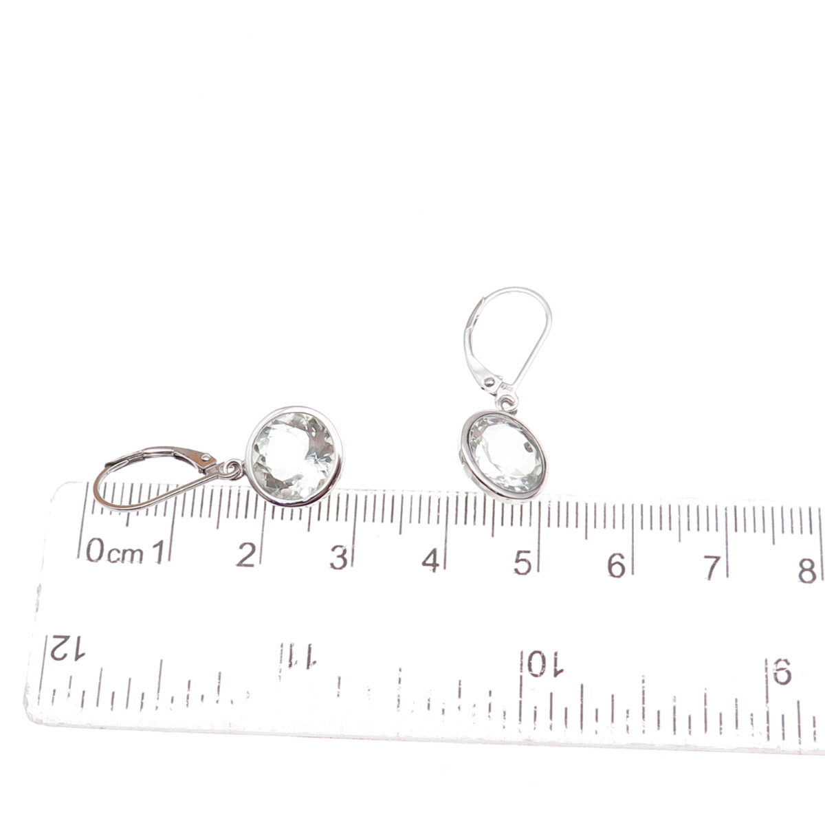 925 Sterling Silver Real Round-Cut Green Amethyst Dangle Earrings