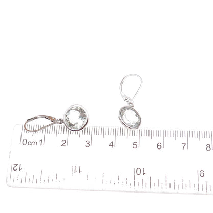 925 Sterling Silver Real Round-Cut Green Amethyst Dangle Earrings