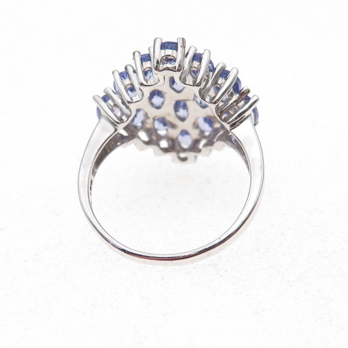 925 Sterling Silver Real Oval-Cut Tanzanite Cluster Ring Size 8