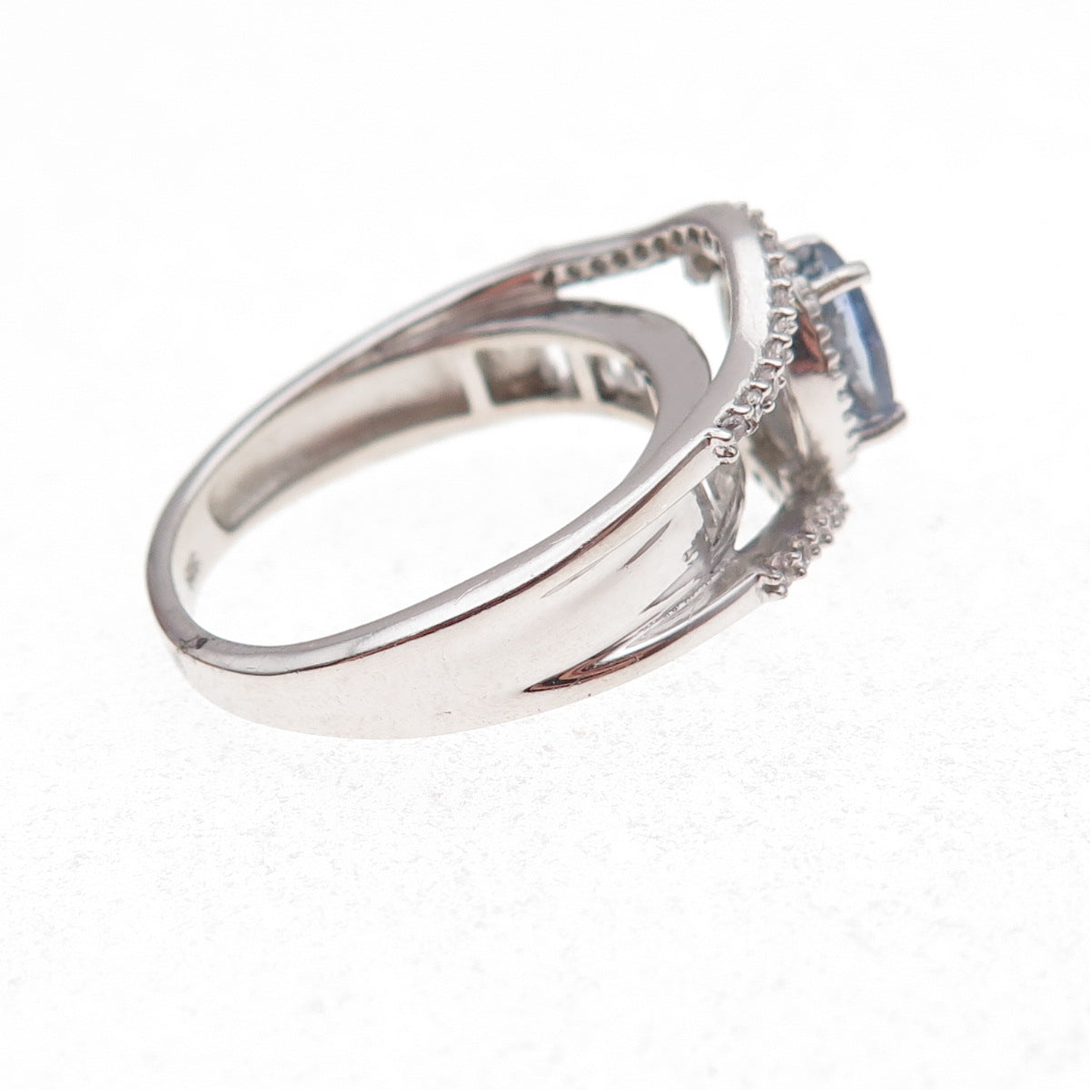 Chuck Clemency 925 Sterling Silver Real Tanzanite & White Topaz Ring Size 8