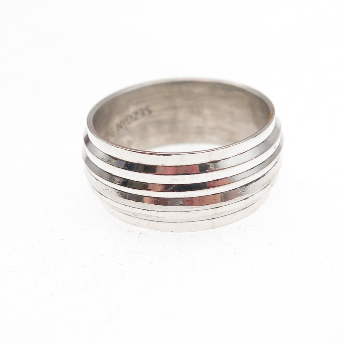 Sezgin 925 Sterling Silver Ribbed Band Ring Size 6.75