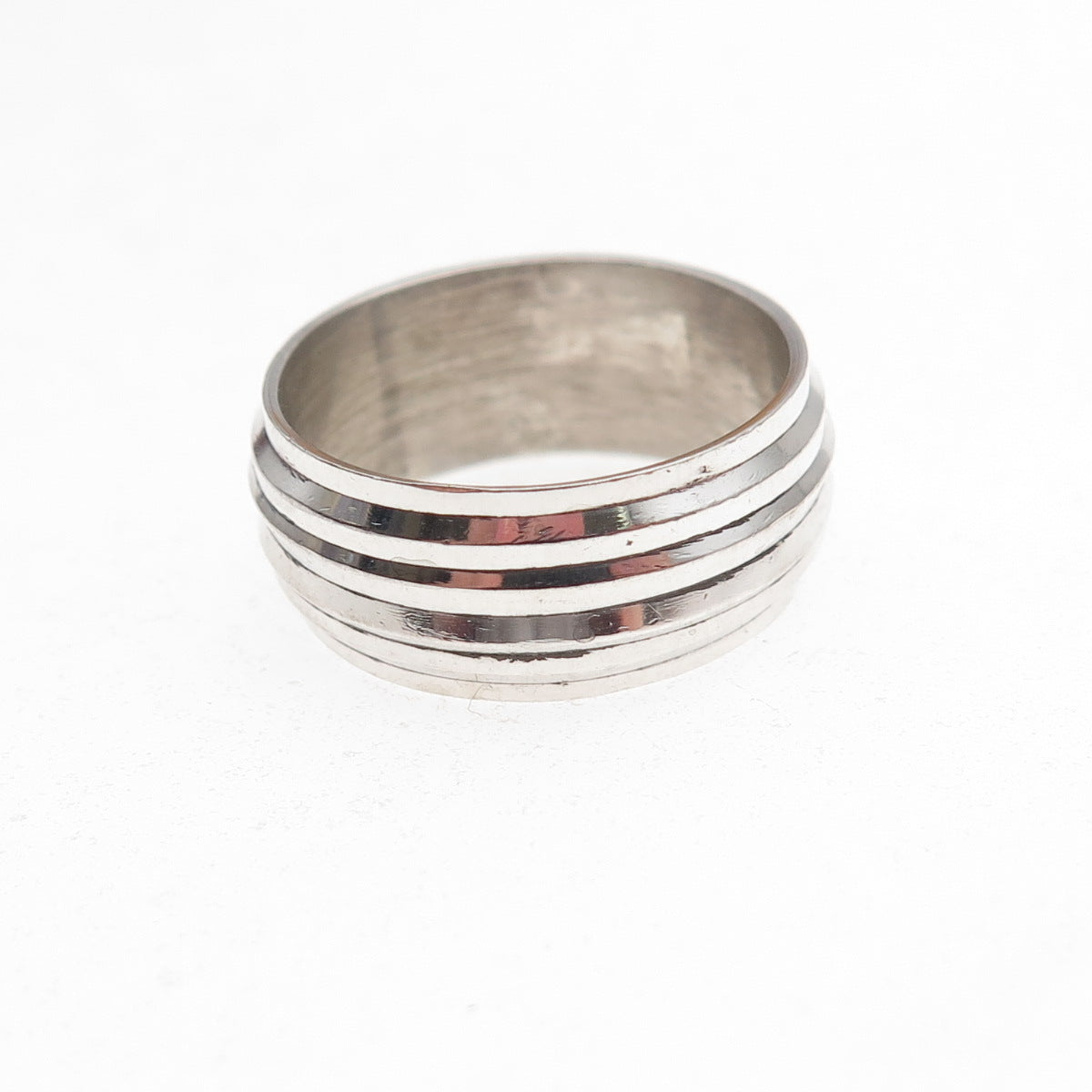 Sezgin 925 Sterling Silver Ribbed Band Ring Size 6.75